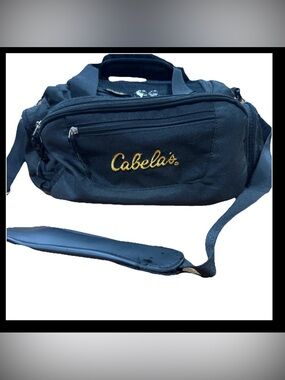 Cabela’s Small Gear Duffel Bag Black Multi Pocket Travel Gym Fishing Carryall